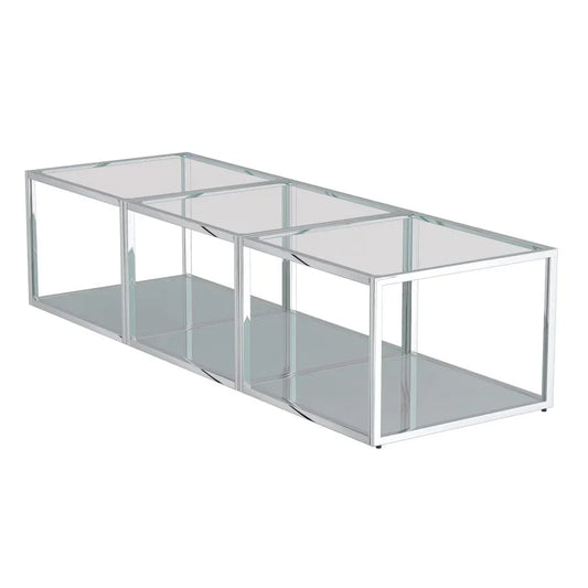 Casini 3pc Small Coffee Table Set in Silver - Furniture Depot