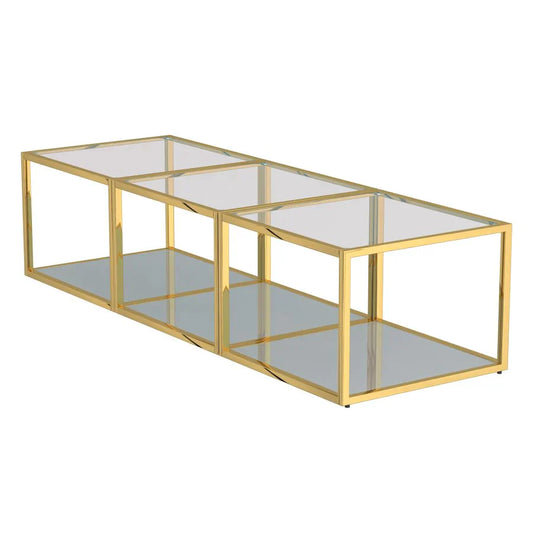 Casini 3pc Small Coffee Table Set in Gold - Furniture Depot