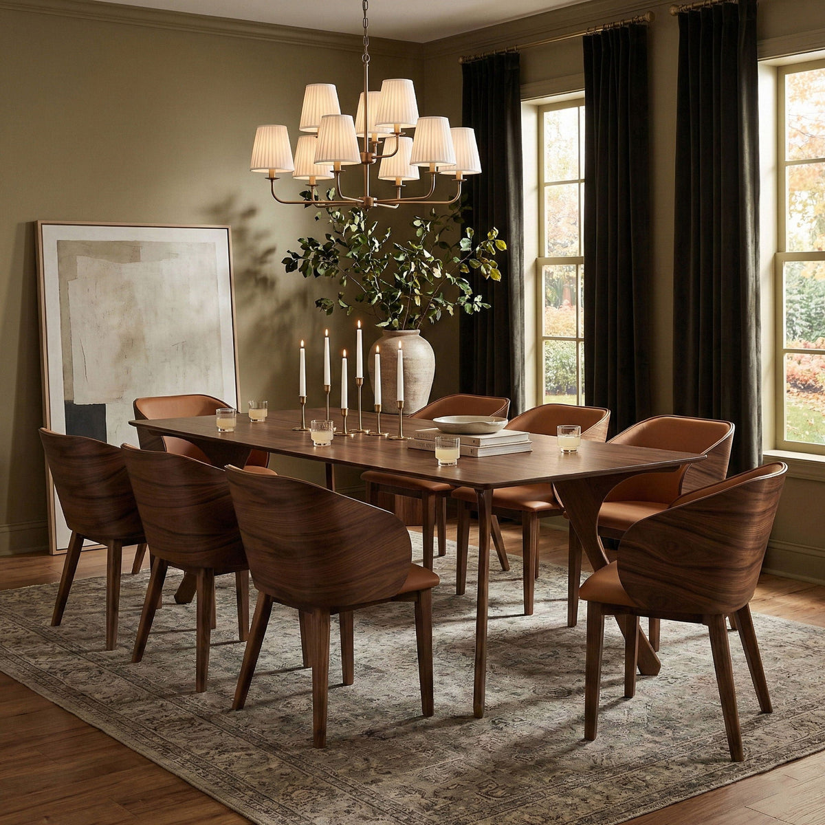 Glenwood - 86.75" Solid Wood And Walnut Veneer Dining Table - Brown