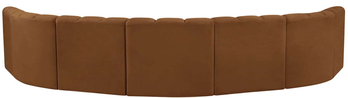 Arc - Velvet 7 Piece U-Shaped Modular Sofa - Saddle