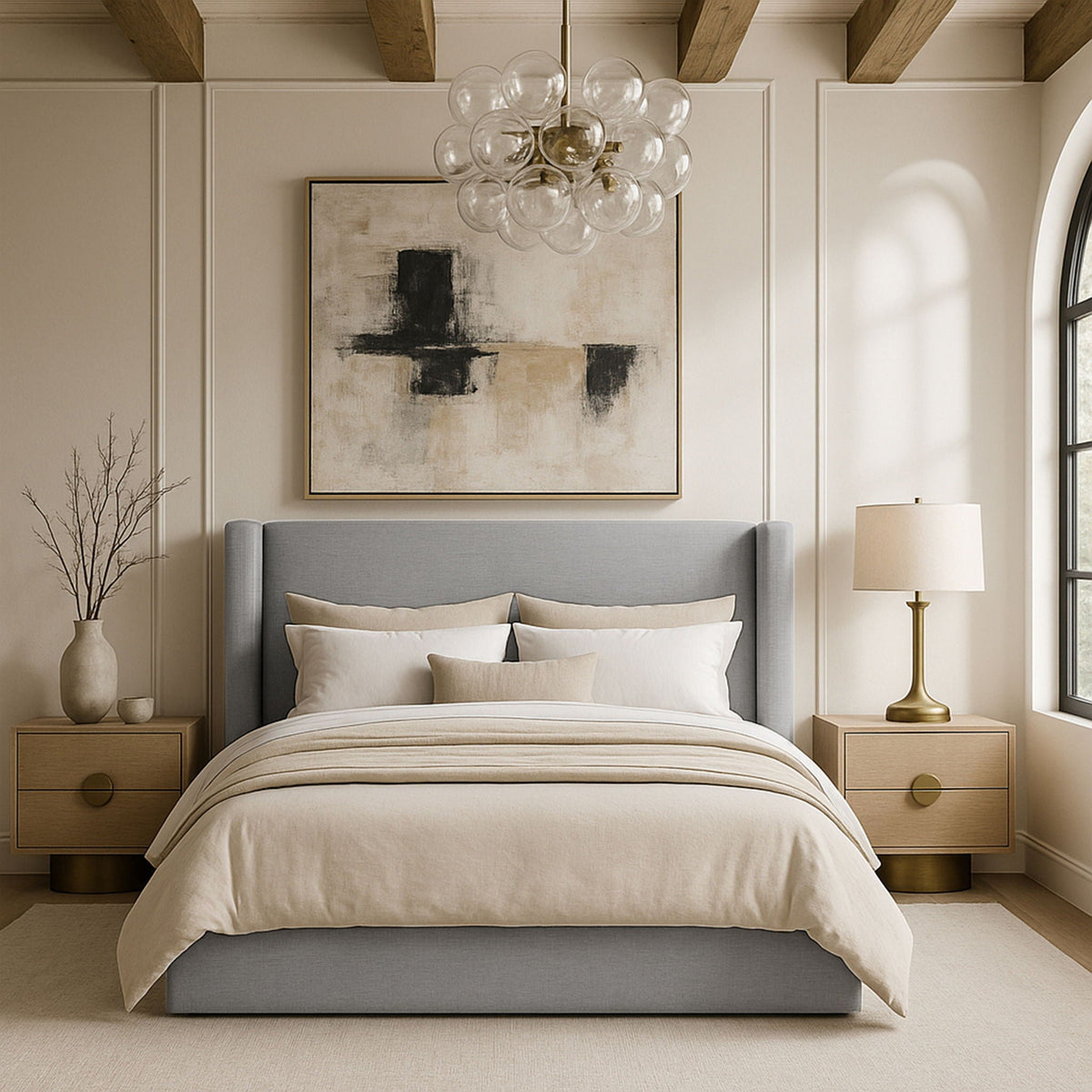 Kendall - Linen Textured Fabric Upholstered Bed