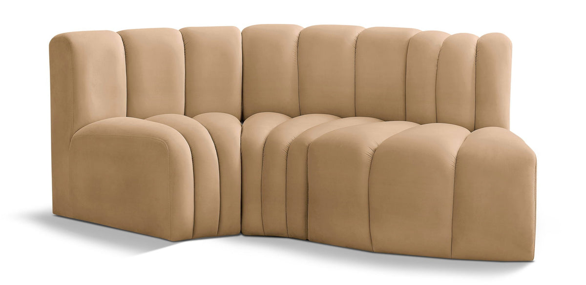 Arc - Velvet 3 Piece Modular L-Shaped Sofa
