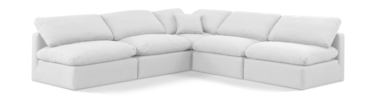 Indulge - Linen 5 Piece Modular Corner Armless Sectional - White