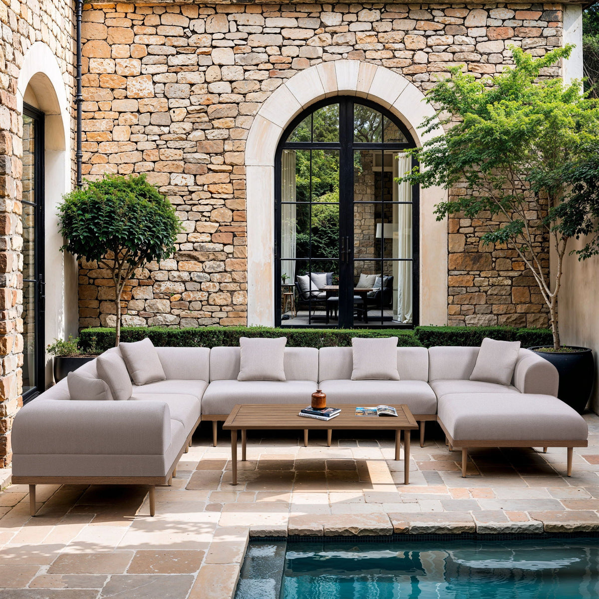 Laguna - Aluminum Outdoor Patio Coffee Table - Natural
