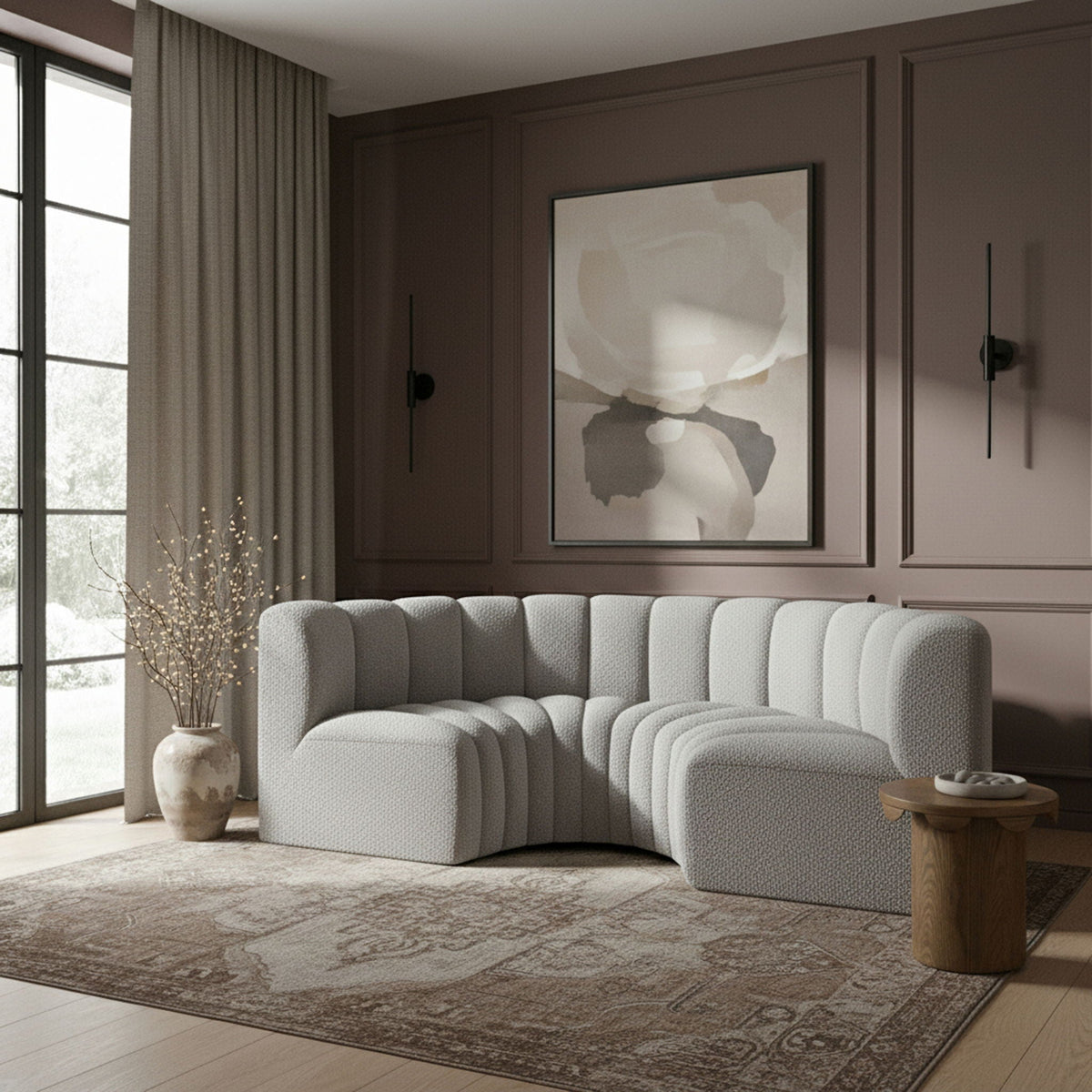 Arc - Boucle Fabric 4 Piece U-Shaped Modular Sofa