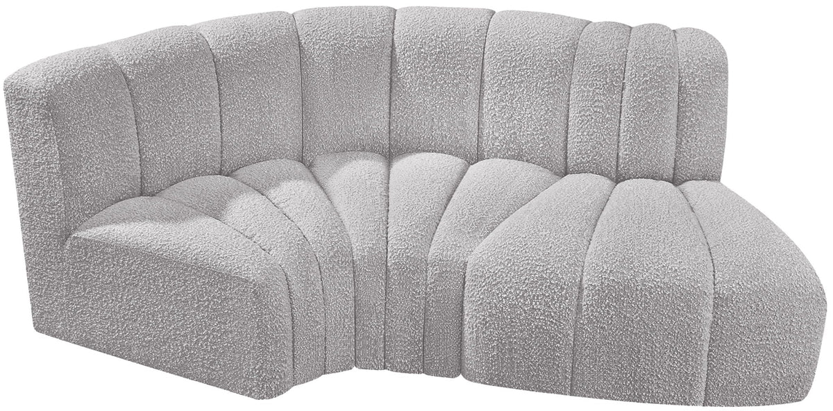 Arc - Boucle Fabric 3 Piece Modular L-Shaped Sofa
