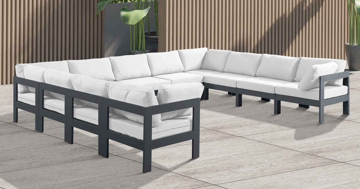 Nizuc - Outdoor Patio 11 Piece Modular Sectional With Gray Frame