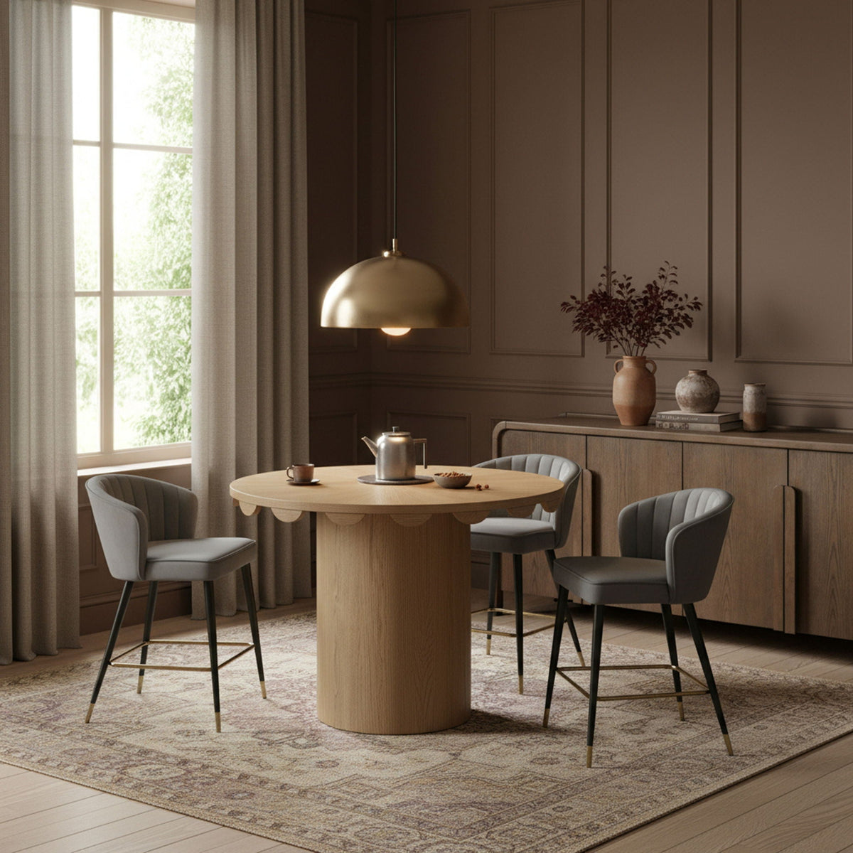 Dahlia - Solid Wood And Natural Cane Table