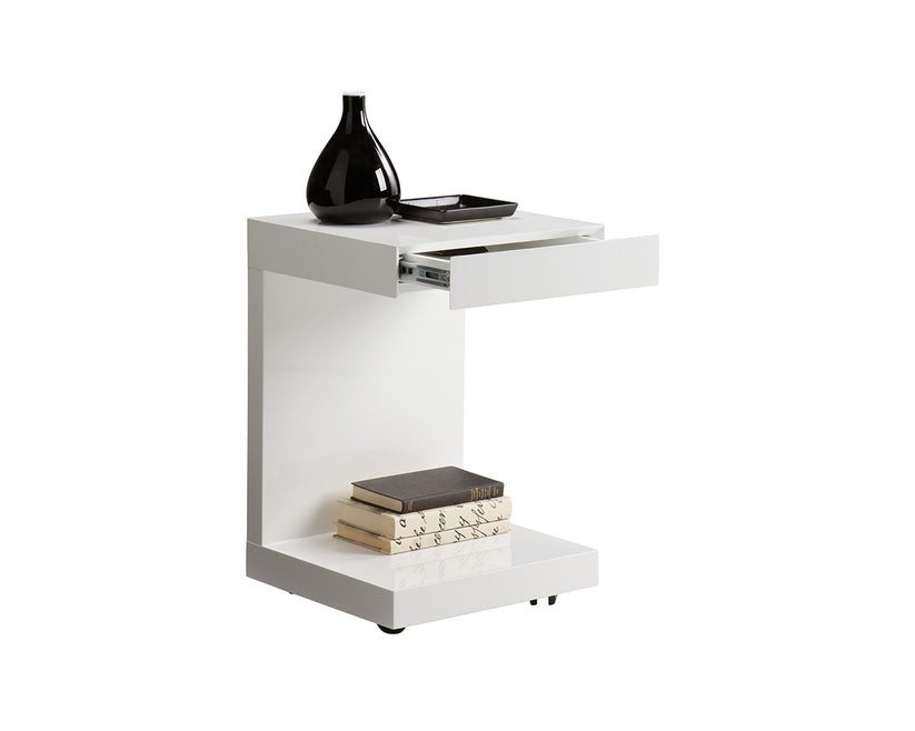 Bachelor End Table - High Gloss White