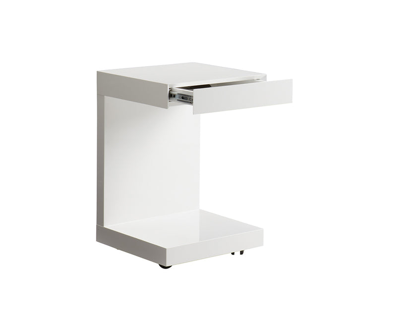 Bachelor End Table - High Gloss White