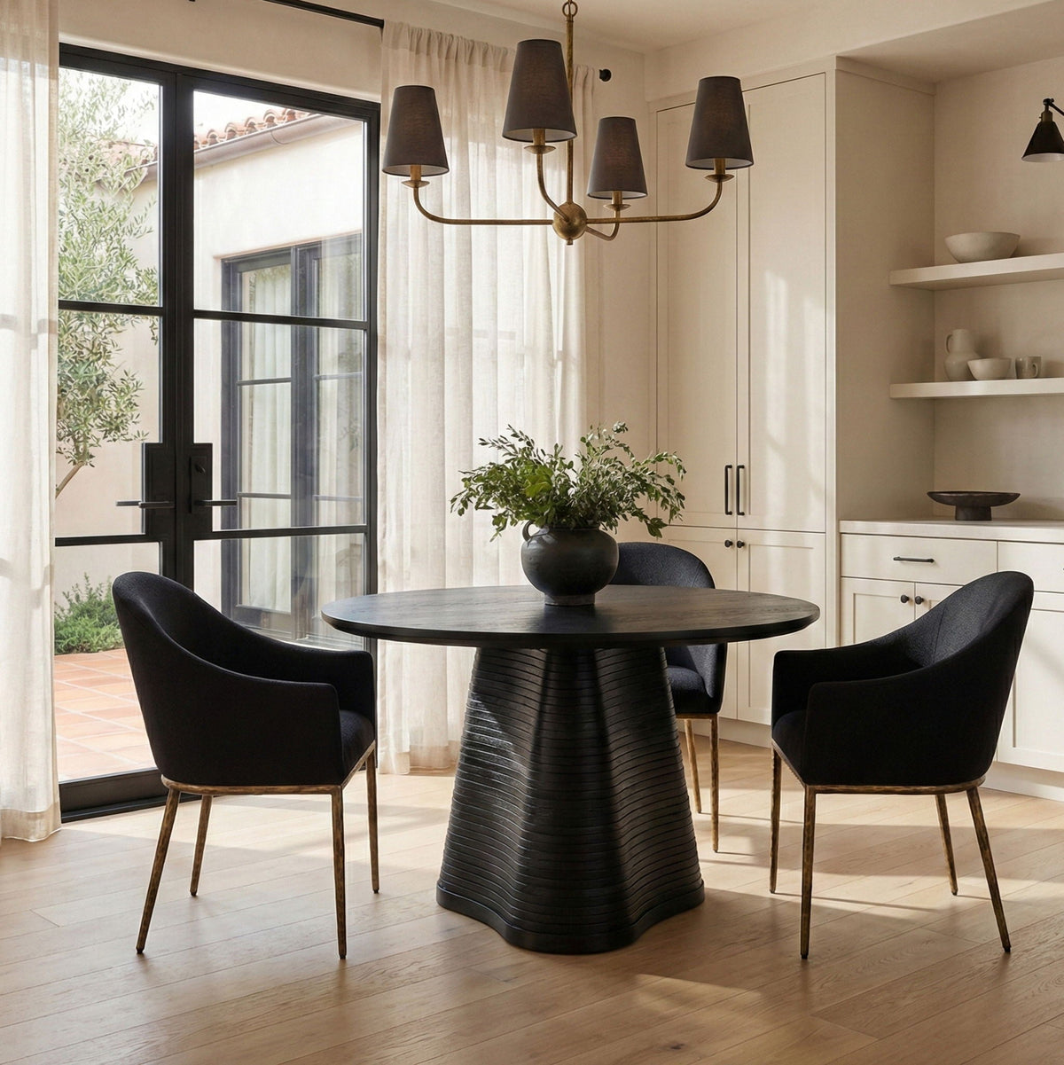 Ferro - Upholstered Dining Arm Chair With Brushed Gold Legs