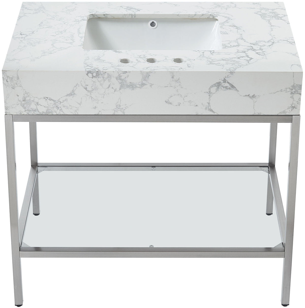 Marmo - Engineered Marble Bathroom Vanity With Chrome Base