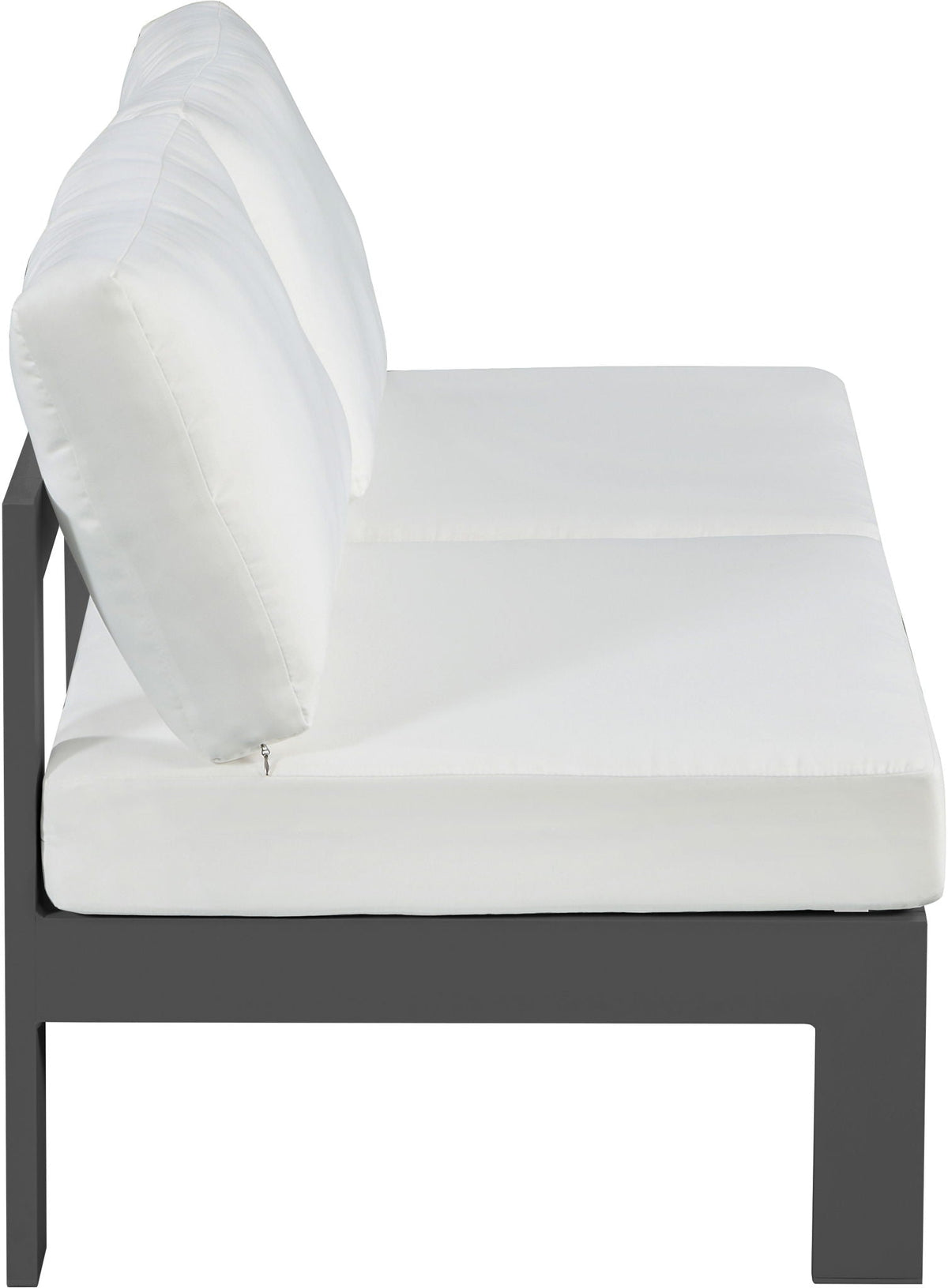 Nizuc - Outdoor Patio 2 Seat Armless Modular Sofa With Gray Frame