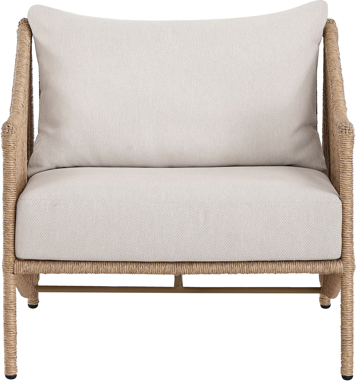 Coastline - Olefin Water Resistant Fabric And Wicker Outdoor Patio Accent Chair - Beige