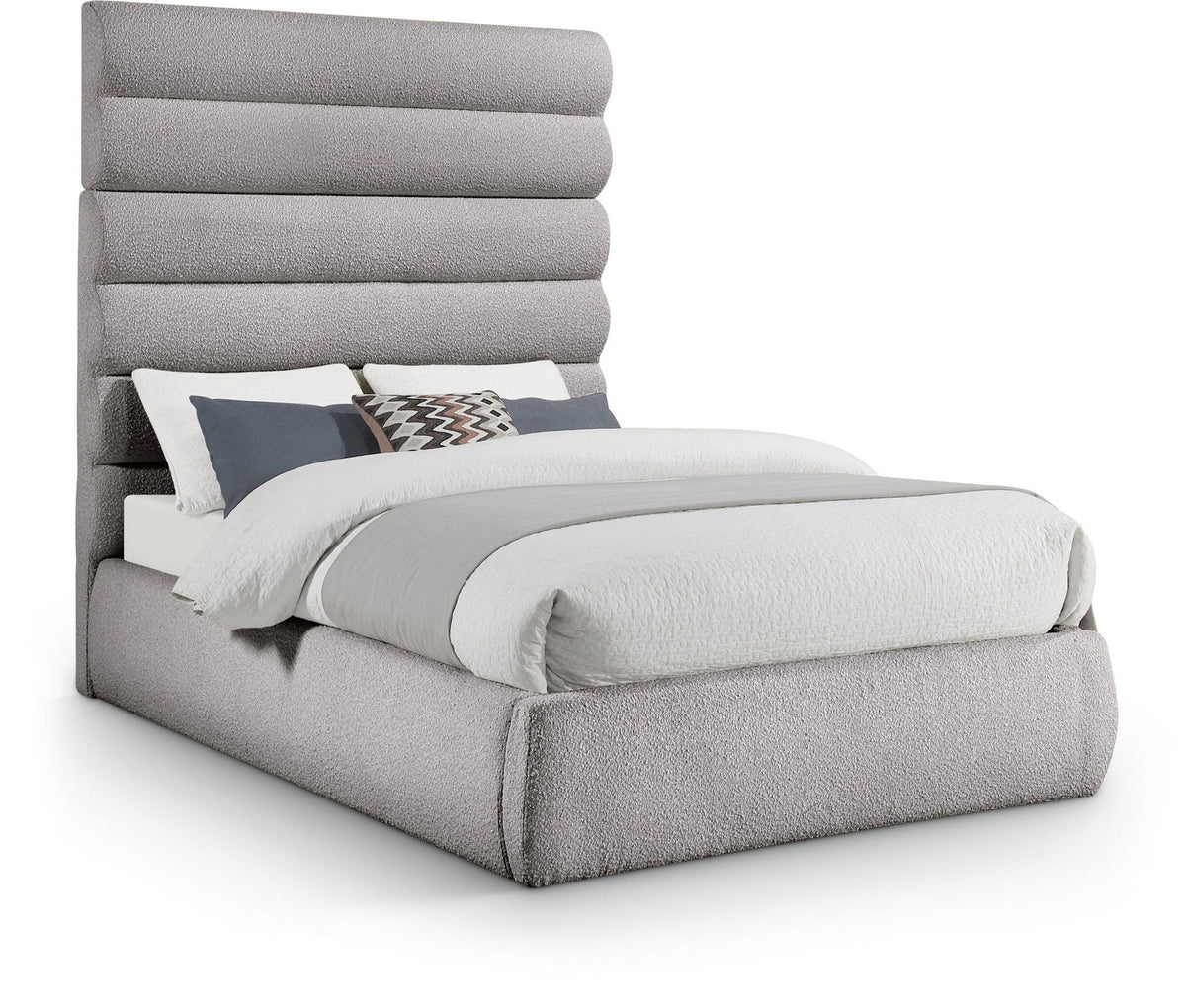 Adam - Boucle Fabric Bed With 70.5" Headboard