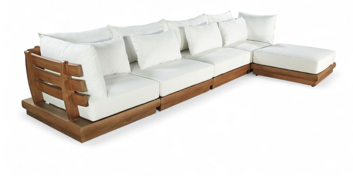 Mirella - 5 Piece Water Resistant Fabric Upholstered Outdoor Patio Modular Sectional