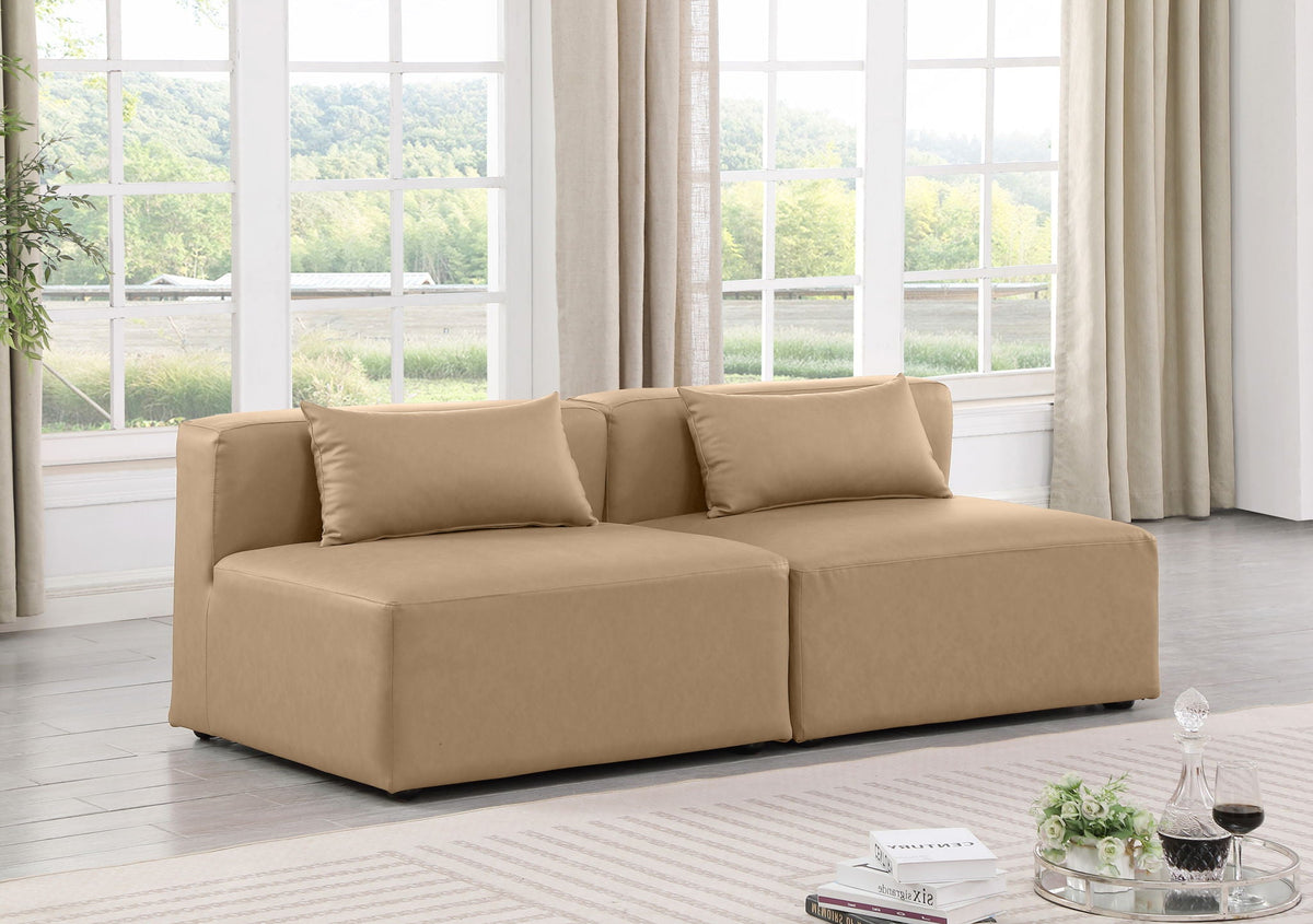 Cube - Modular 2 Piece Armless Sofa - Tan