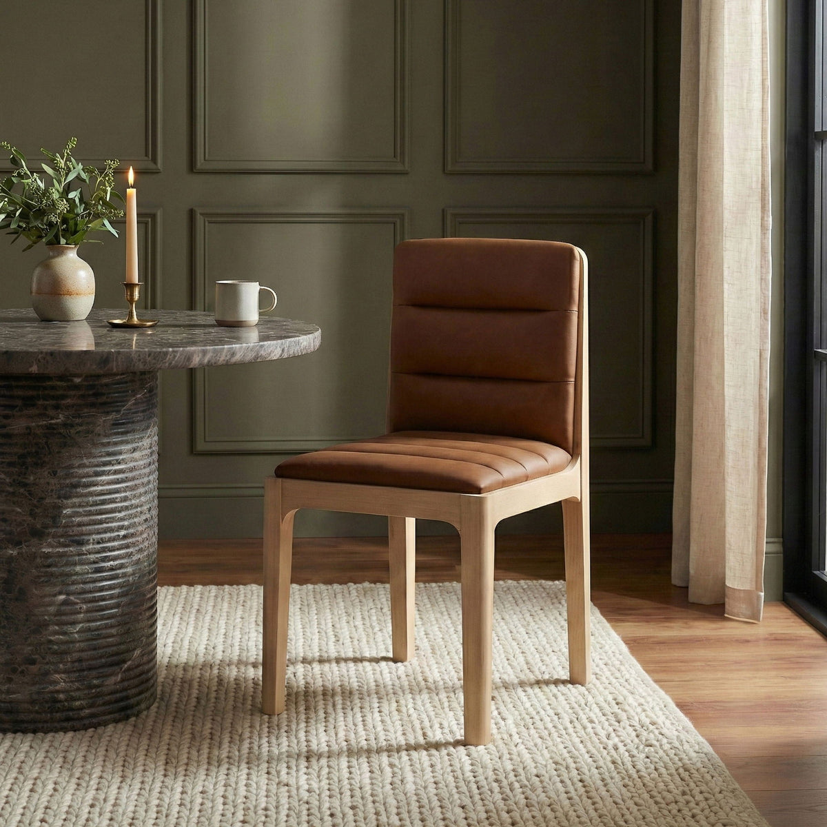 Ellis - Vegan Leather Upholstered Dining Chair (Set of 2) - Natural Base