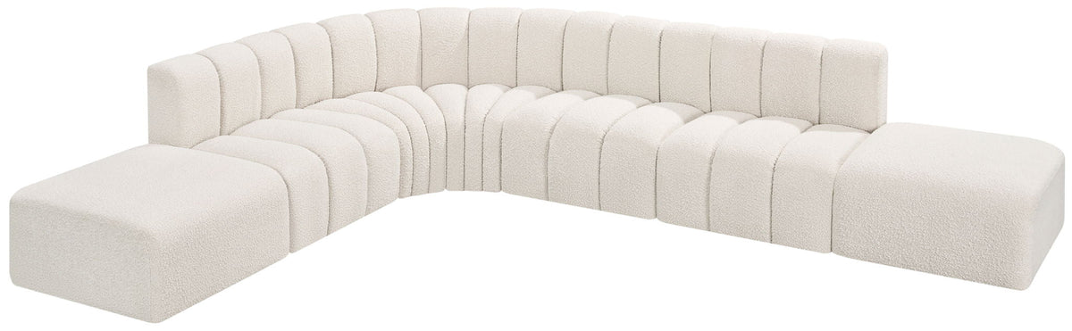 Arc - Boucle Fabric 7 Piece Corner Modular Sofa