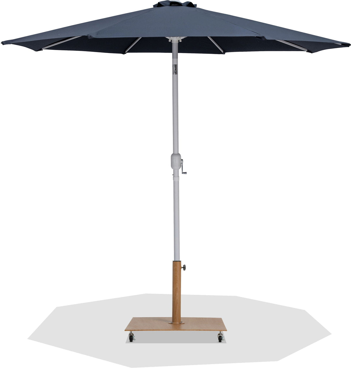 Fiji - Aluminum Patio Umbrella With Square Teak And White Base
