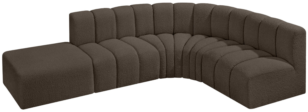 Arc - Boucle Fabric 5 Piece Corner Modular Sofa