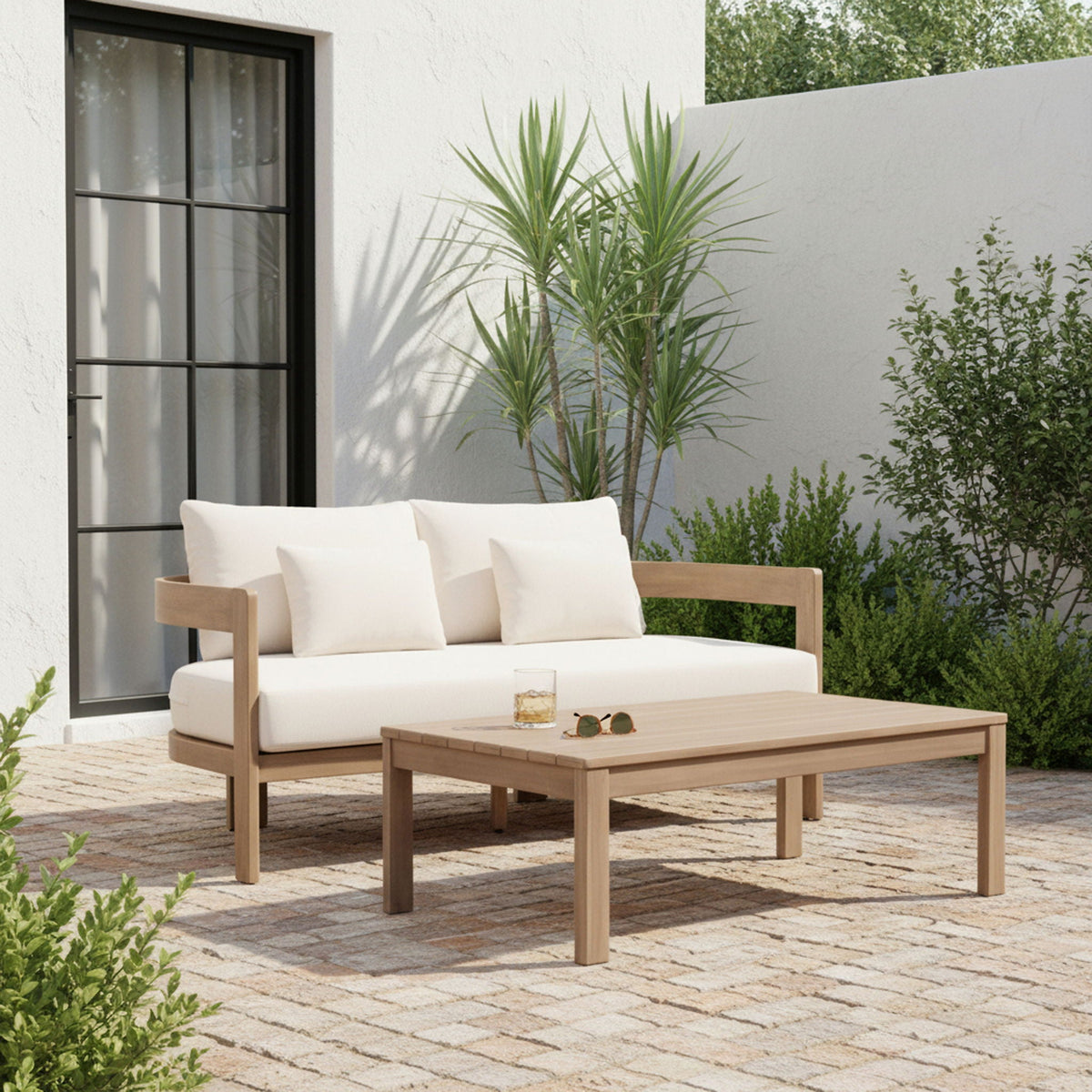 Newport - Water Resistant Fabric 65" Upholstered Outdoor Patio Loveseat