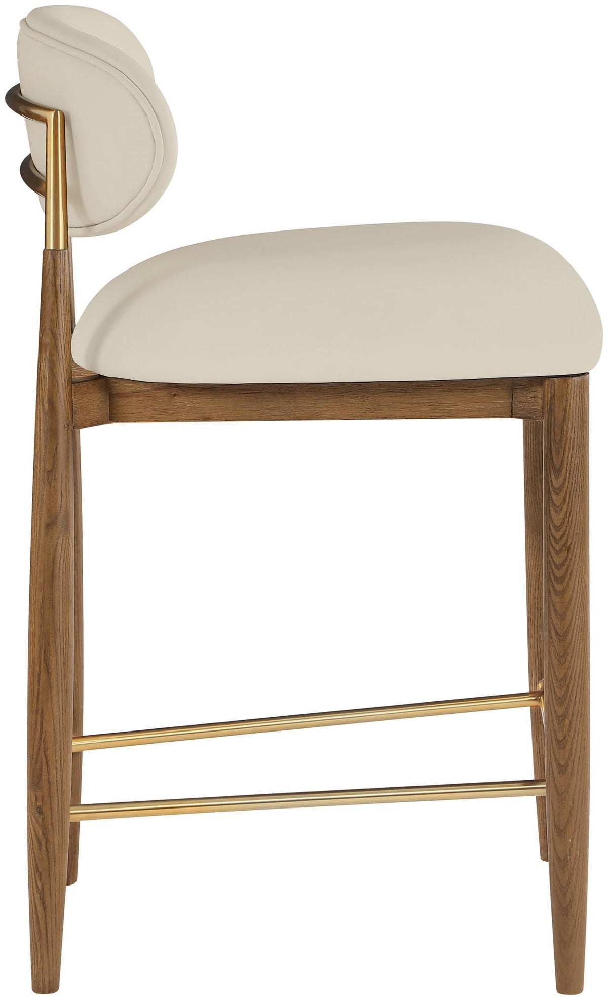 Riccio - Stool - Walnut And Gold Frame