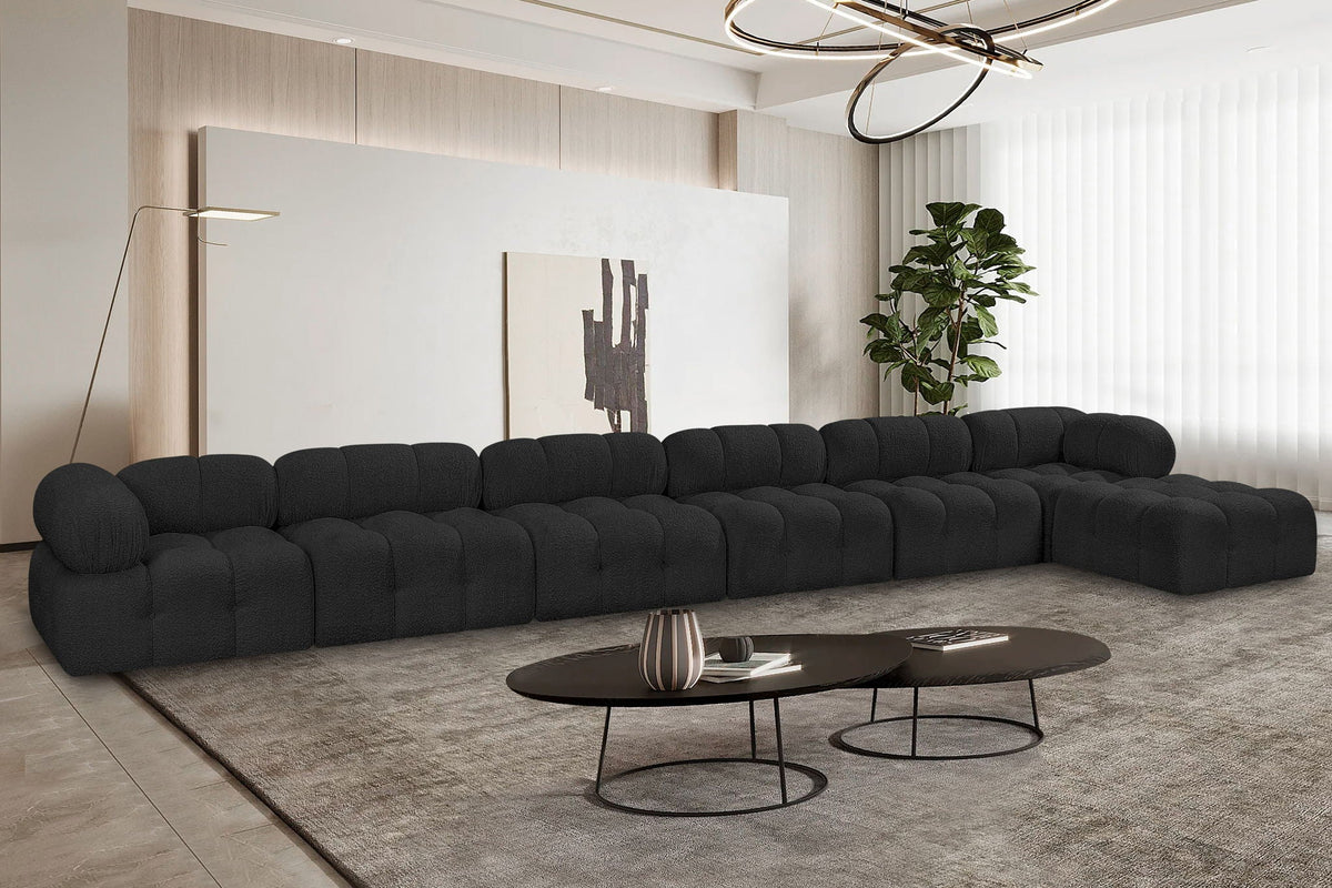 Ames - 7 Piece Boucle Fabric Modular L-Shaped Sectional