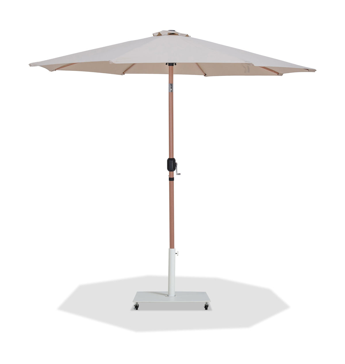 Fiji - Aluminum Patio Umbrella With Square White And Teak Base