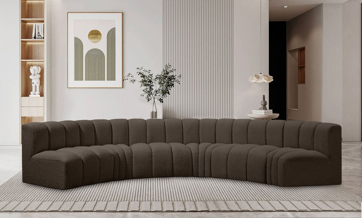 Arc - Boucle Fabric 6 Piece U-Shaped Modular Sofa