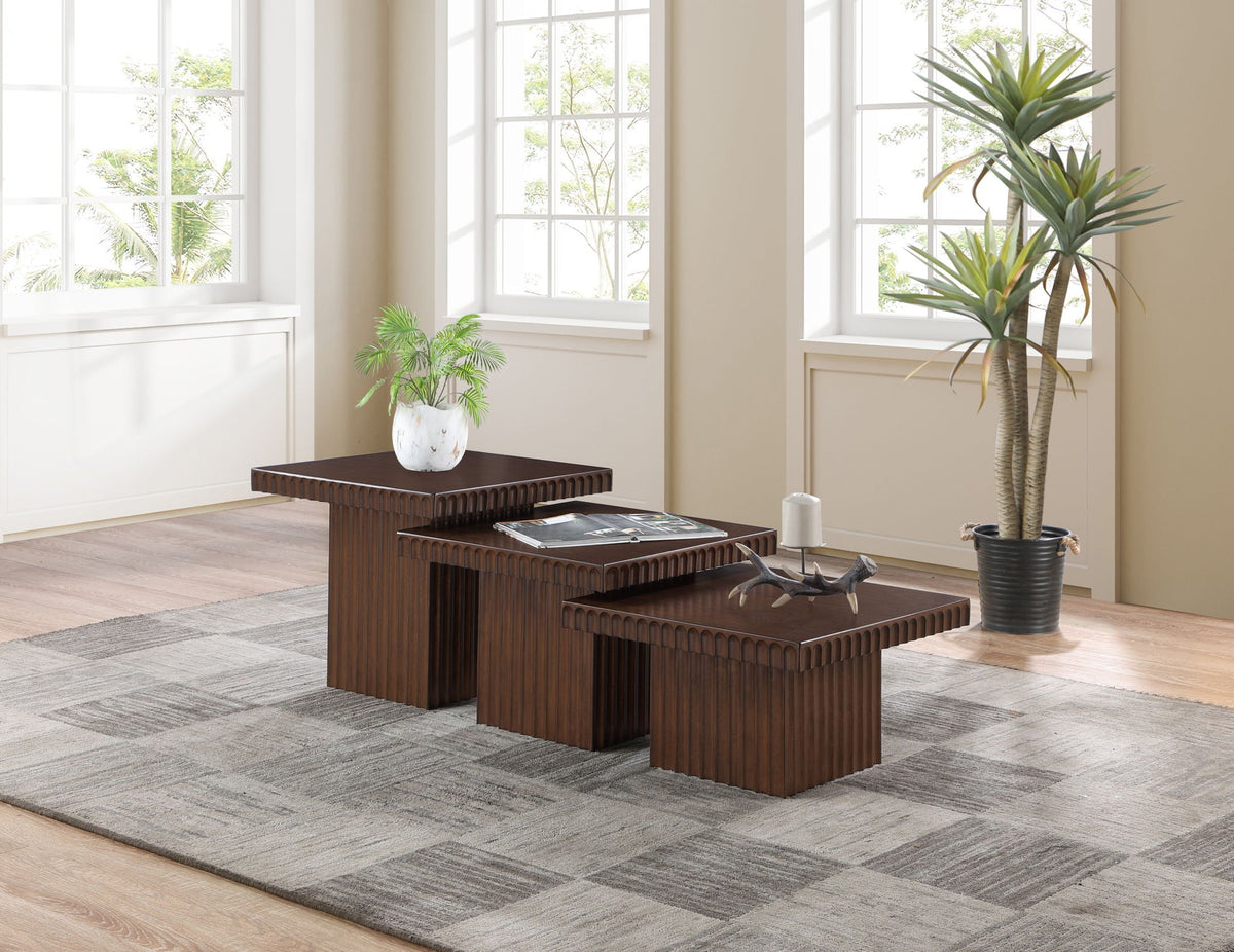 Spencer - Oak Veneer 3 Piece Coffee Tabl