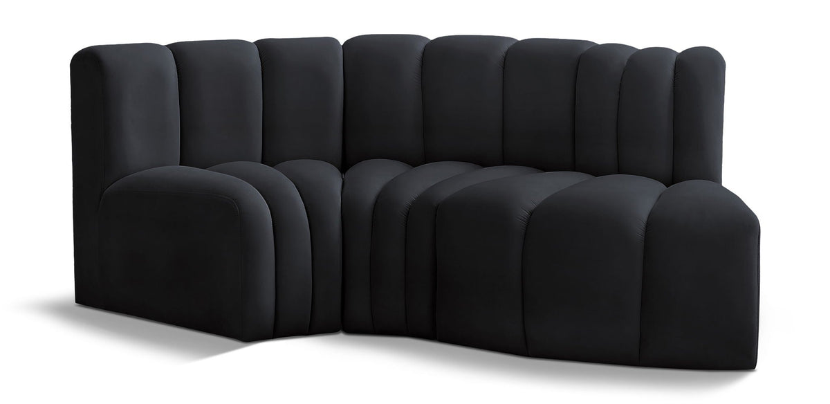 Arc - Velvet 3 Piece Modular L-Shaped Sofa