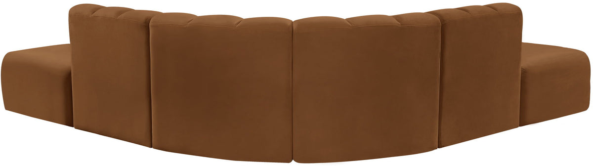Arc - Velvet 6 Piece Corner Modular Sofa - Saddle