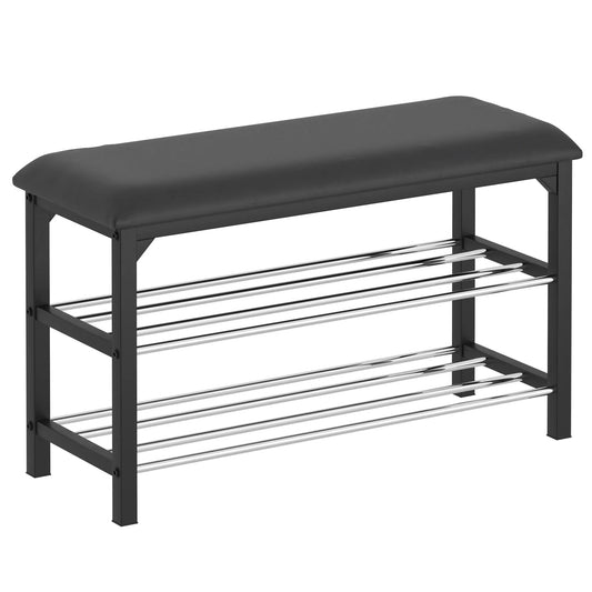 FOSTER-2 TIER SHOE BENCH-BLACK - Furniture Depot