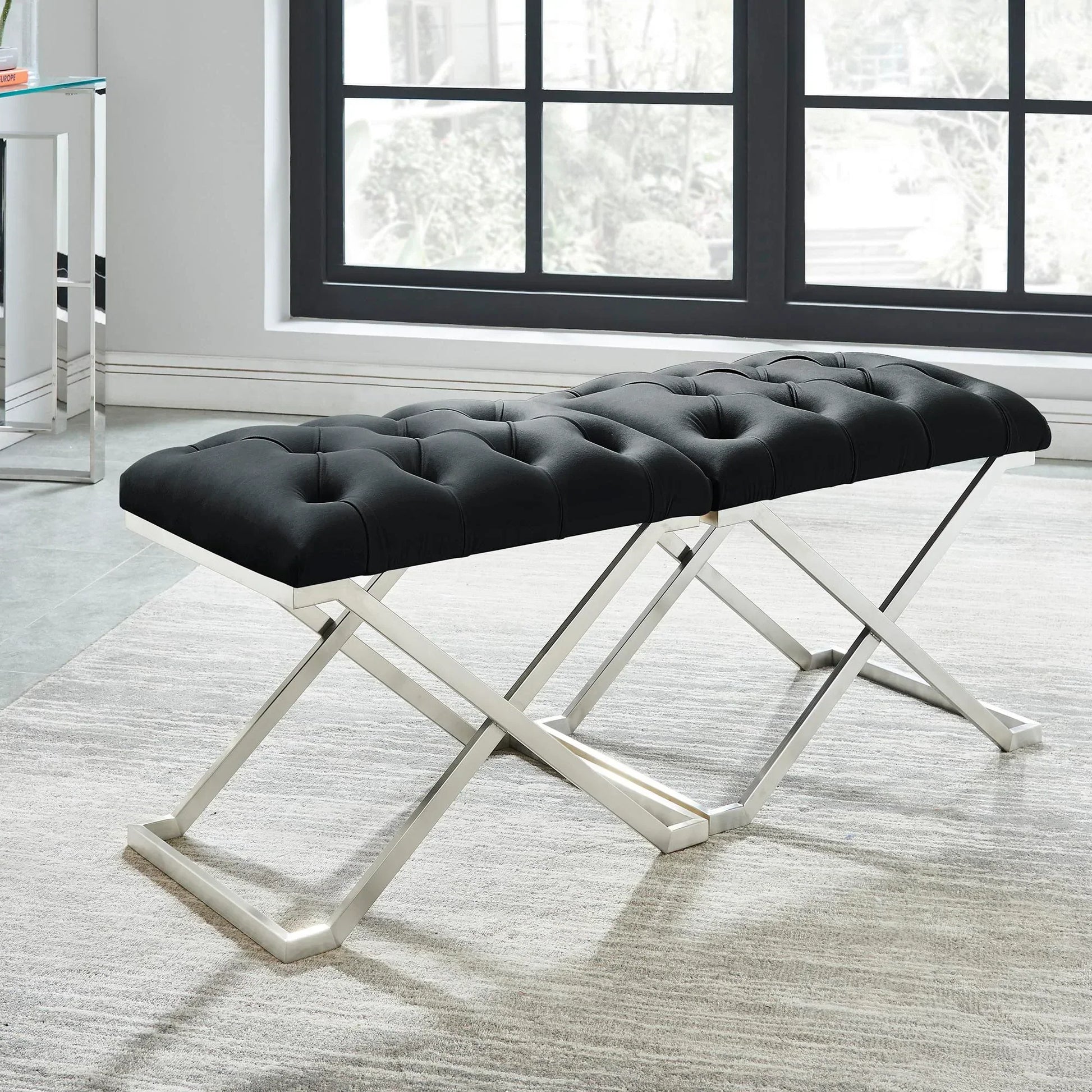 ALDO-SINGLE BENCH-BLACK/SILVER - Furniture Depot