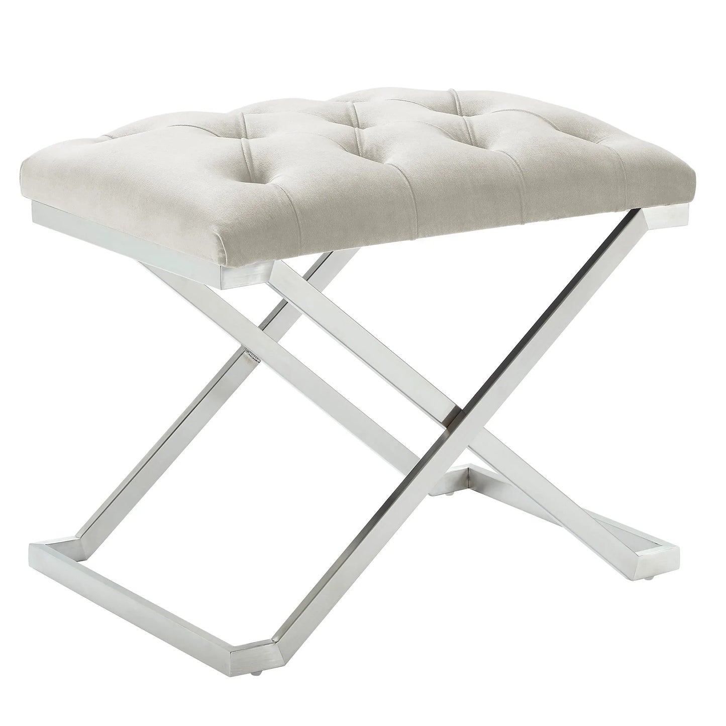 ALDO-SINGLE BENCH-IVORY/SILVER - Furniture Depot