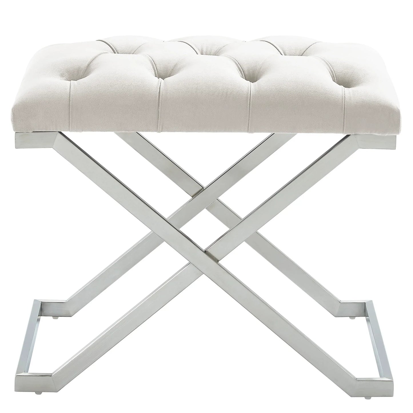 ALDO-SINGLE BENCH-IVORY/SILVER - Furniture Depot