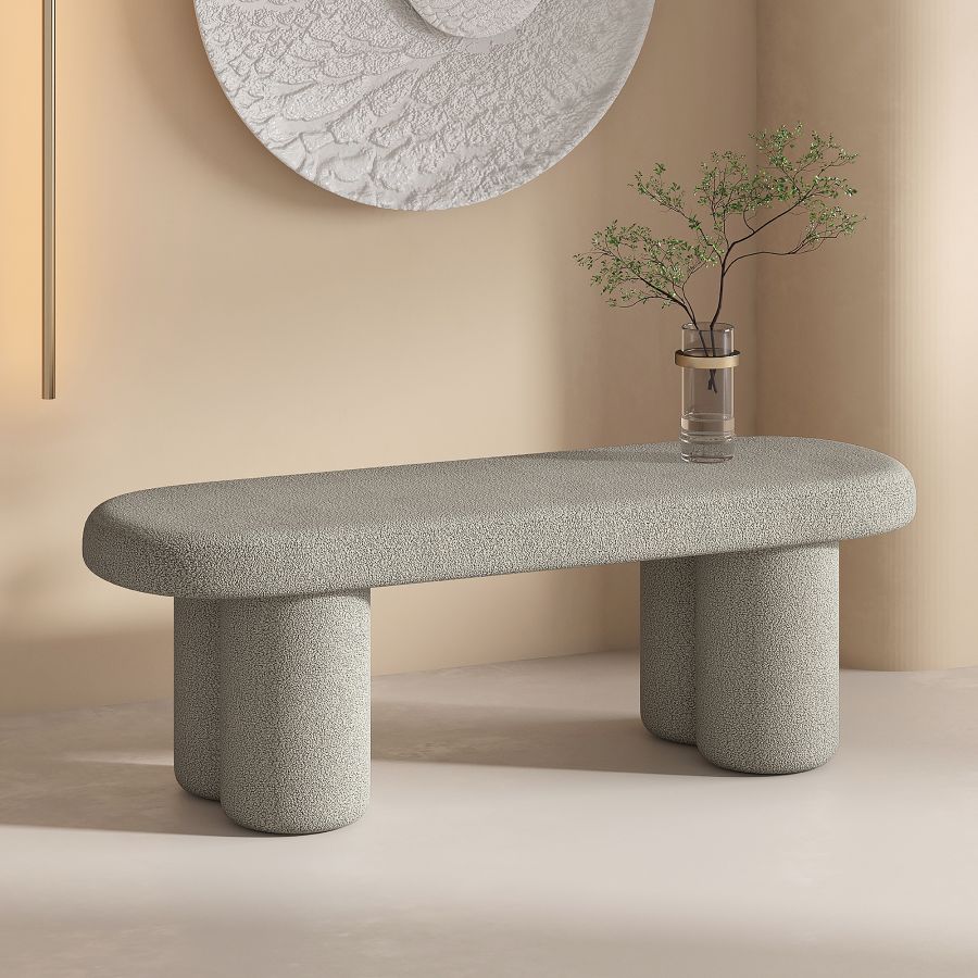 Azoro Bench in Warm Grey Boucle