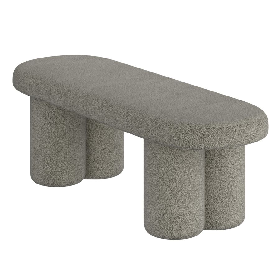 Azoro Bench in Warm Grey Boucle