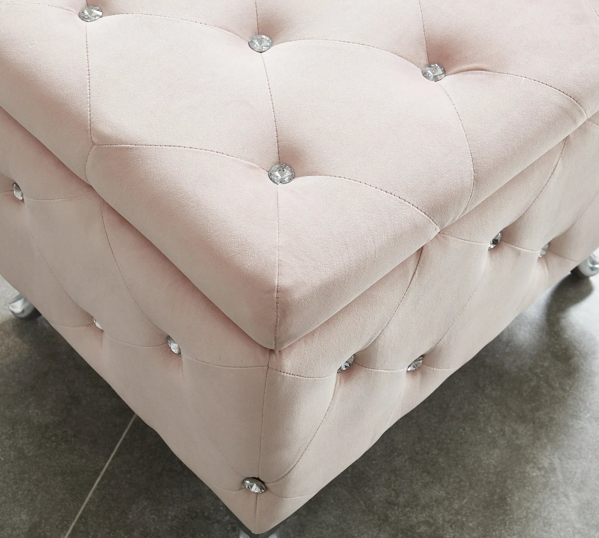 MONIQUE-SINGLE STORAGE OTTOMAN-BLUSH - Furniture Depot
