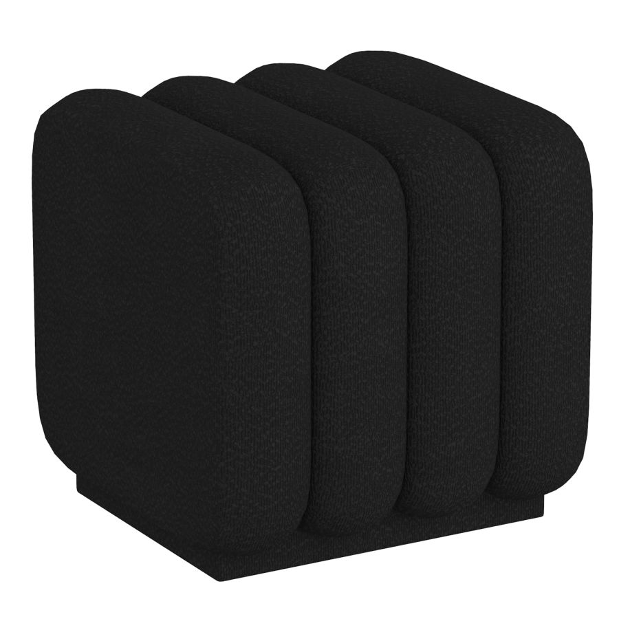 Rigel Small Square Ottoman in Black Boucle