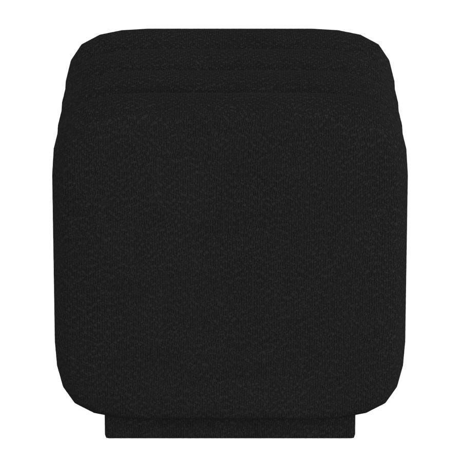 Rigel Small Square Ottoman in Black Boucle