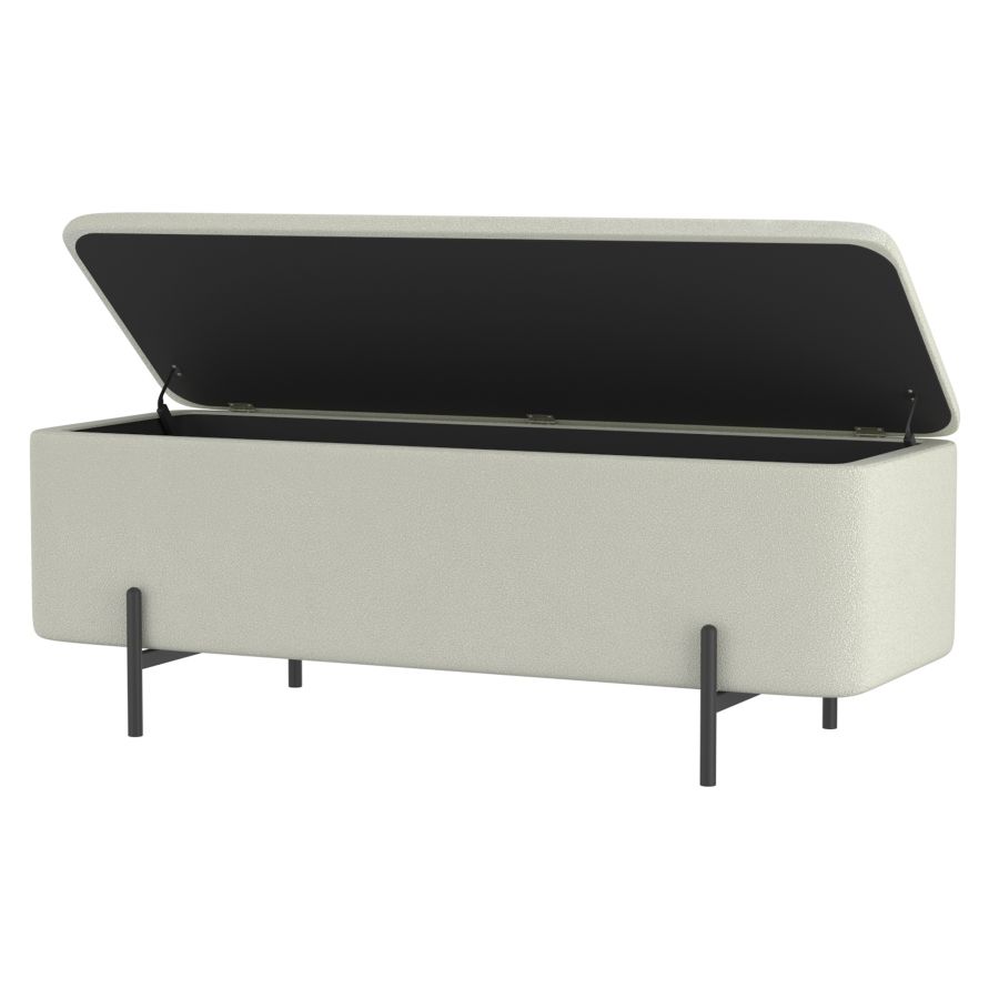 Erzo Storage Ottoman Bench in White and Black
