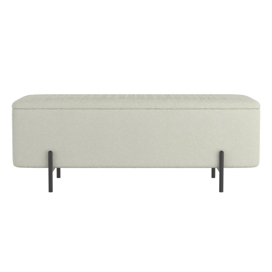 Erzo Storage Ottoman Bench in White and Black