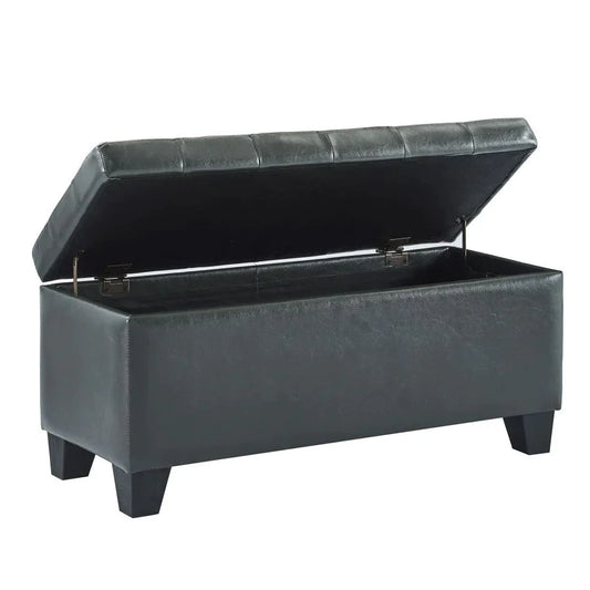 Winston Rectangular Storage Ottoman in Grey - Furniture Depot