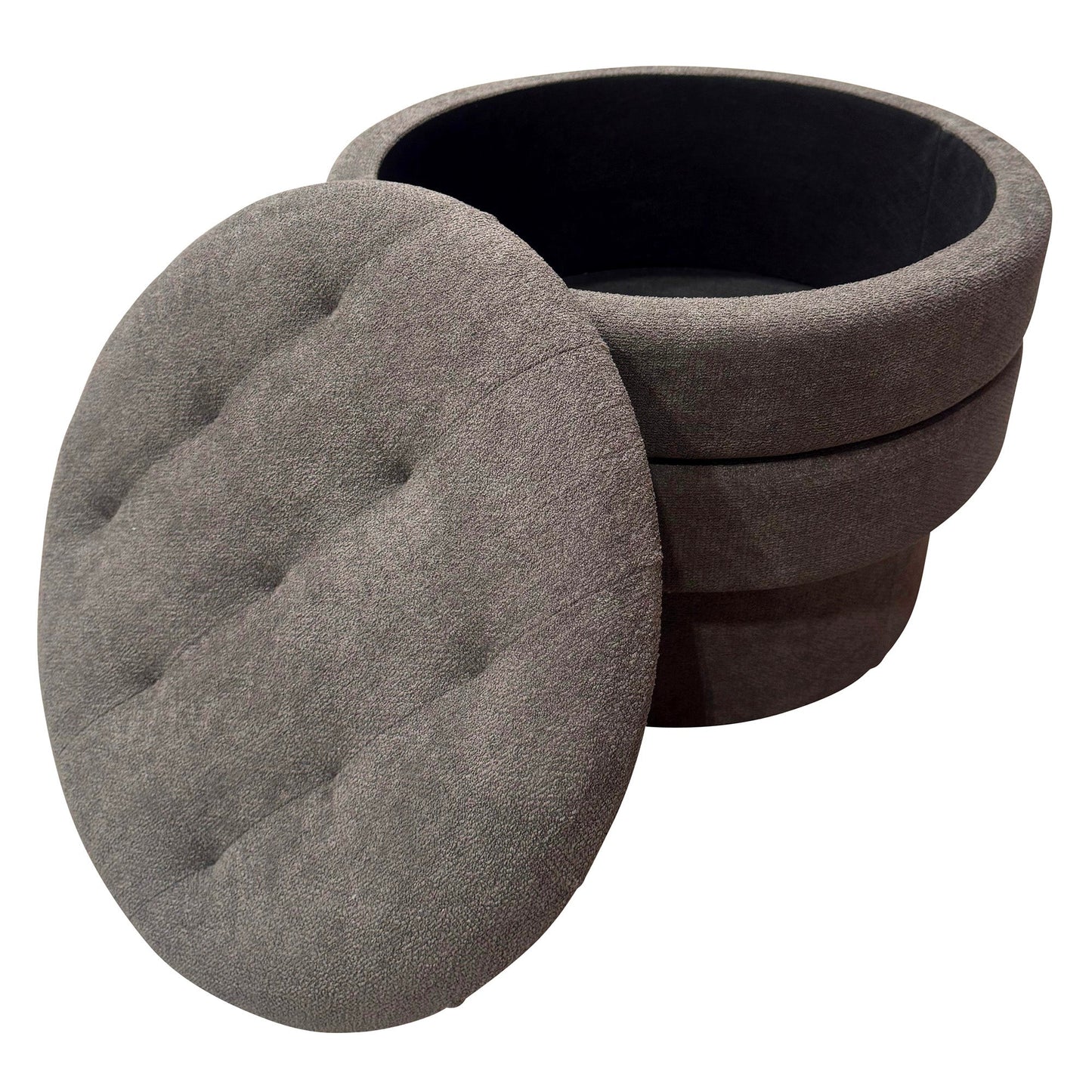 Kepler Rnd Storage Ottoman Warm Charcoal