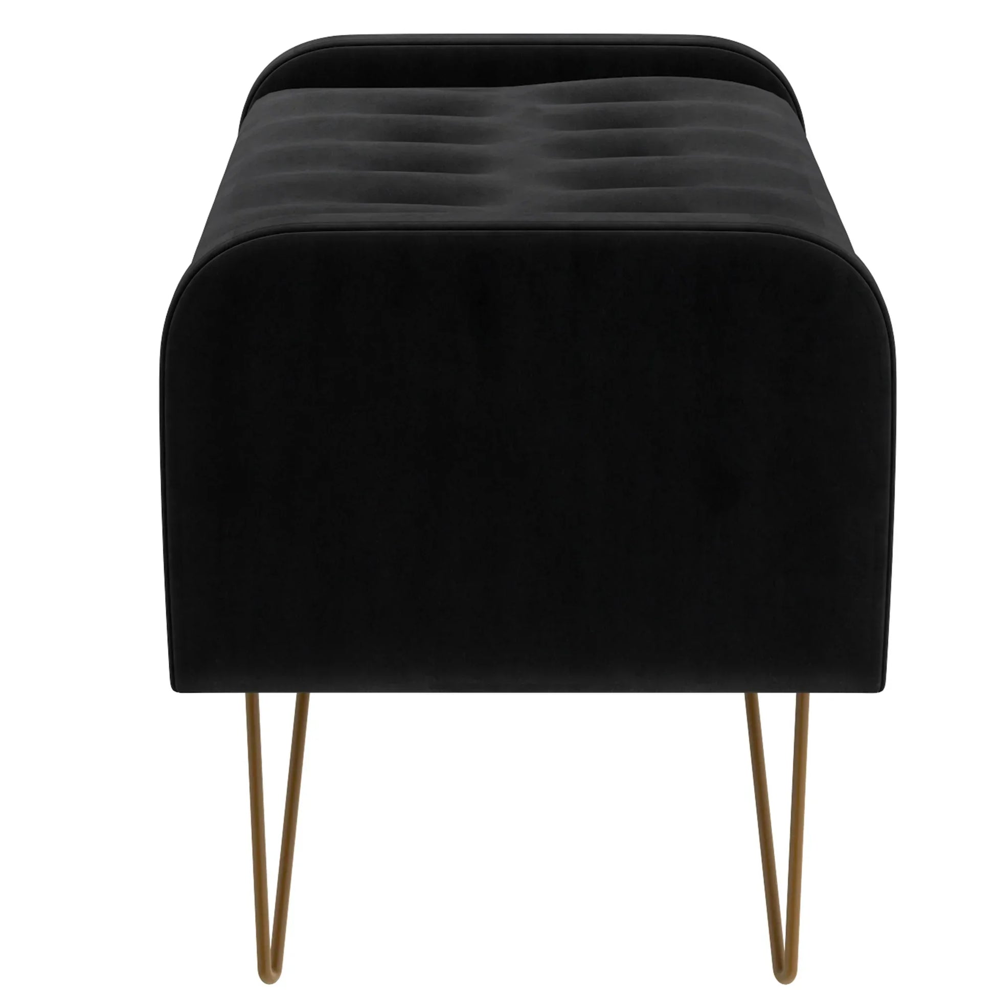 Sabel Storage Ottoman/Bench in Black with Gold Leg - Furniture Depot