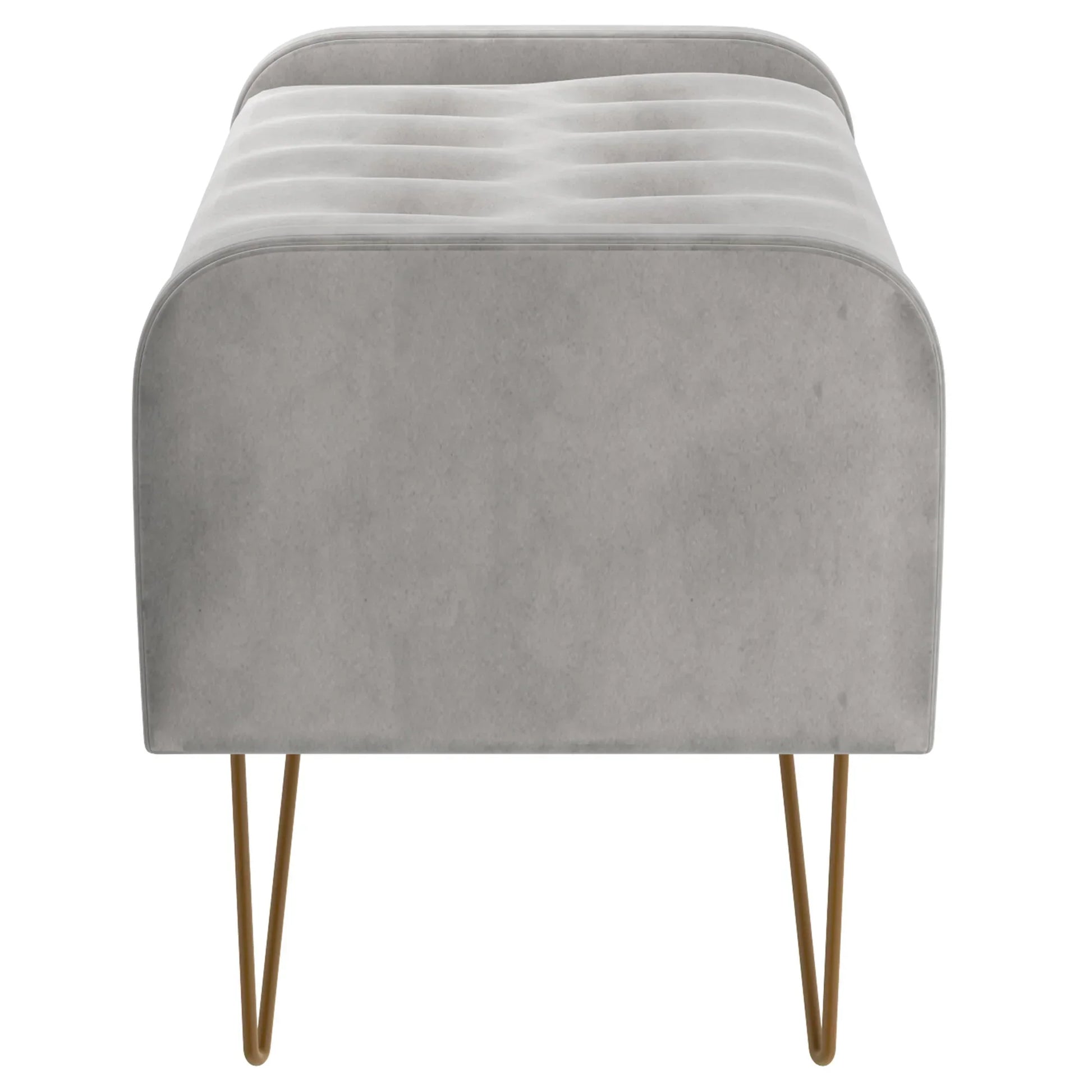 Sabel Storage Ottoman/Bench in Grey with Gold Leg - Furniture Depot