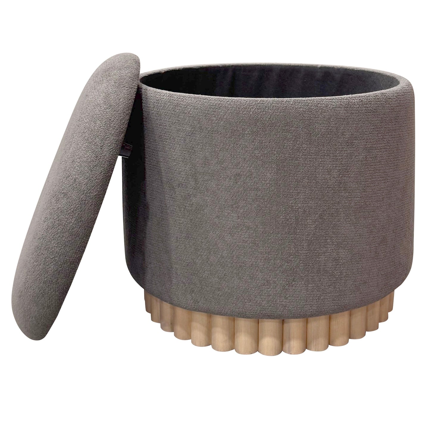 Sadie Rnd Storage Ottoman Warm Charcoal
