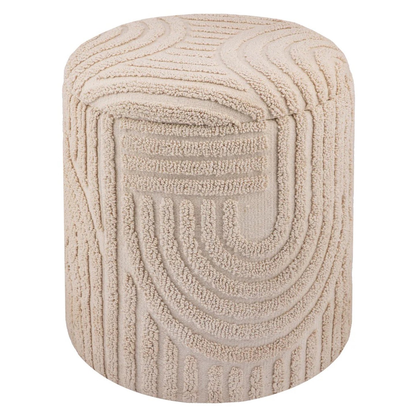Lullu Round Storage Ottoman Beige